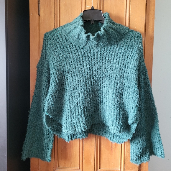 NWOT Free People CANYON Oversized Slouchy Boho Sweater Teal Green - Picture 4 of 14